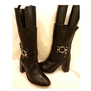 Women's Mid-Calf Boots NAPOLEONI Italy Size- EU 38/US~7.5 Black Leather